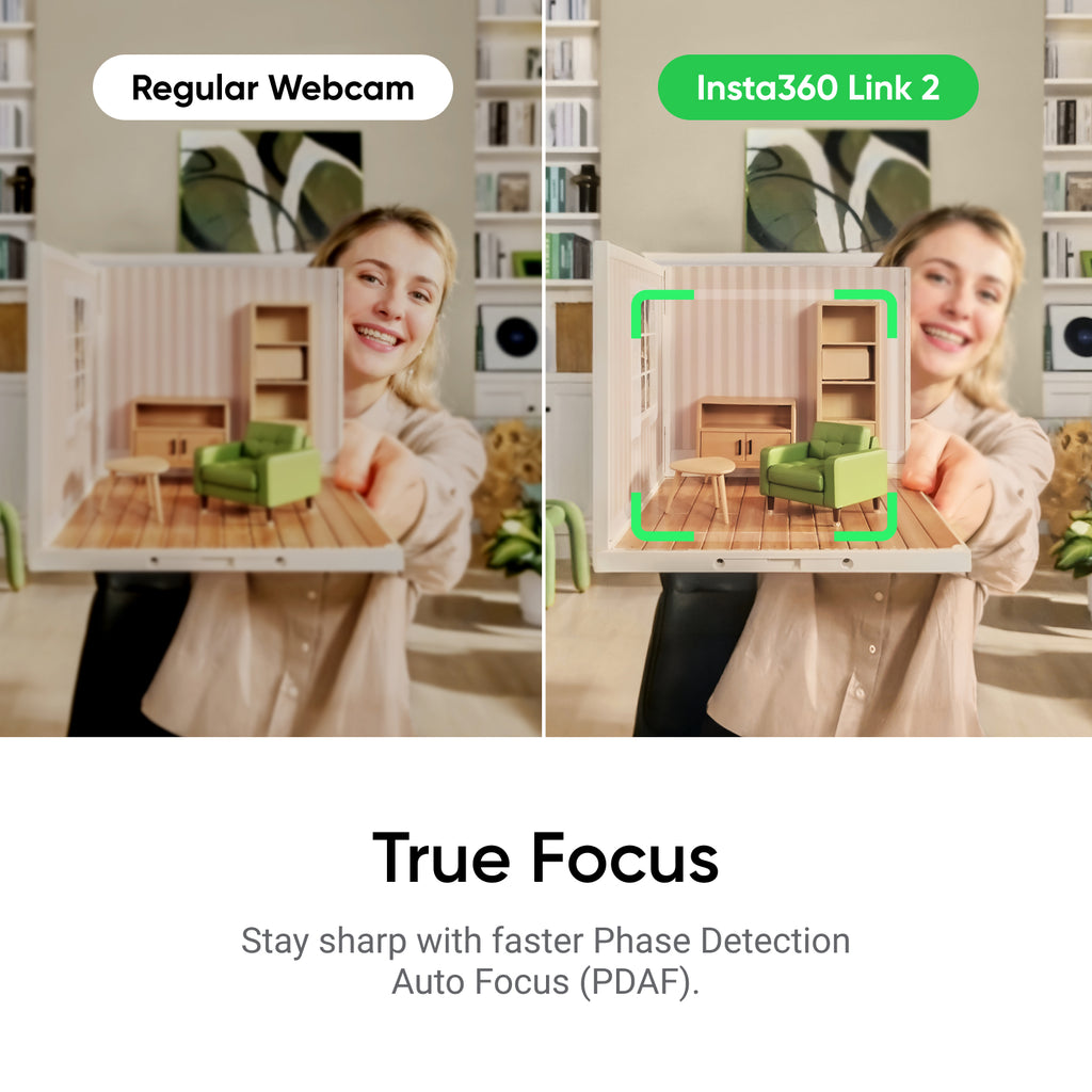 Insta360 Link 2 Pack standard - Webcam 4K pour PC/Mac, Capteur 1/2 po, Suivi par IA, HDR, Microphone avec réduction du bruit par IA, Contrôle gestuel pour Diffusion en continu