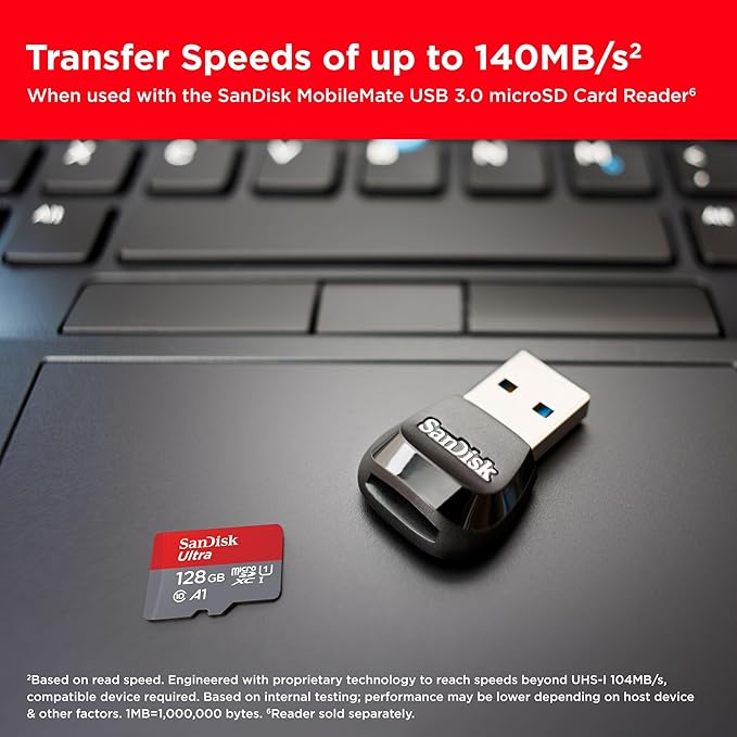 SanDisk Ultra microSDXC 128 Go + adaptateur SD