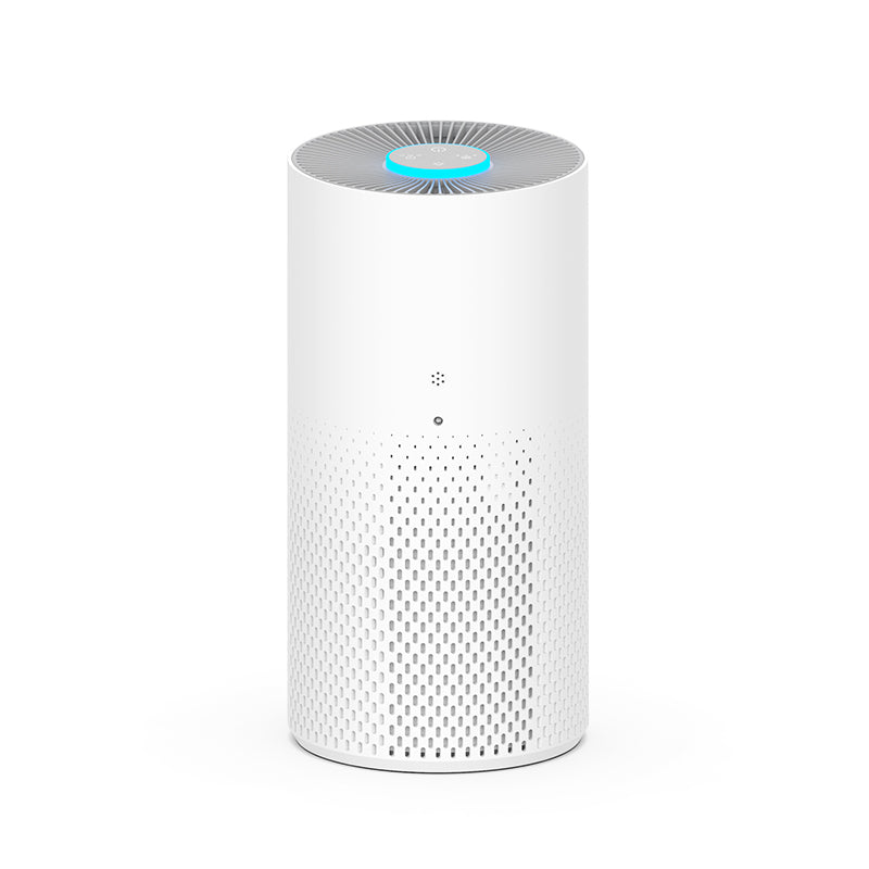 Homintell Purificateur d’air - CADR 150 m³/h, 3 vitesses, filtres HEPA et à charbon, minuterie 8 h, commande tactile, lumière d’ambiance 7 couleurs, idéal pour pièces de 18 m²