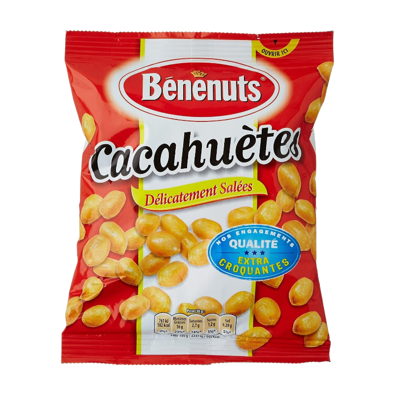 BENENUTS Cacahuètes Grillées à Sec Salées, 220 g