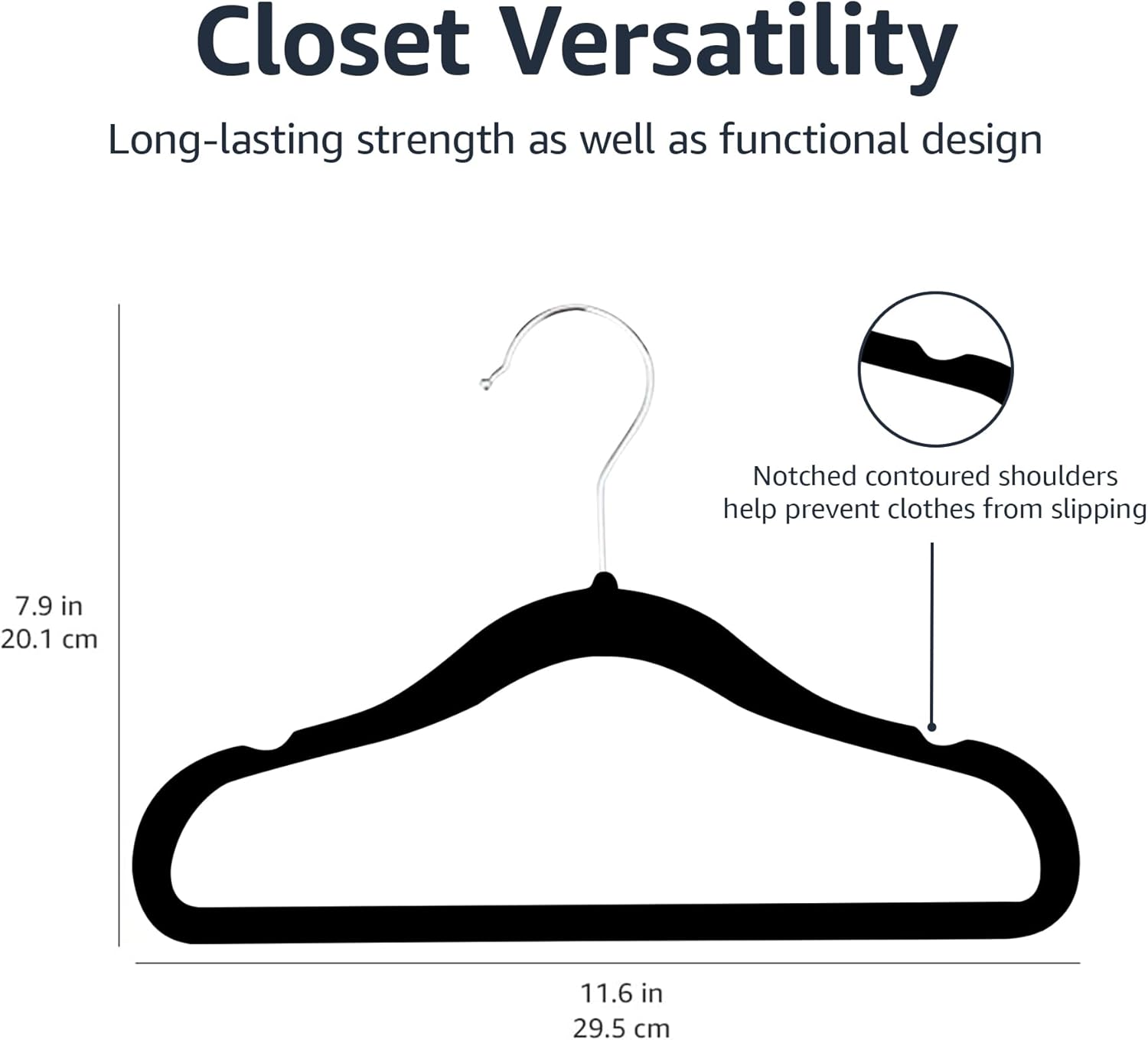 ANQI Cintres à vêtements en velours antidérapants pour enfants, nourrisson et tout-petit, 11,6 po (pour vêtements de bébé), lot de 50, Noir