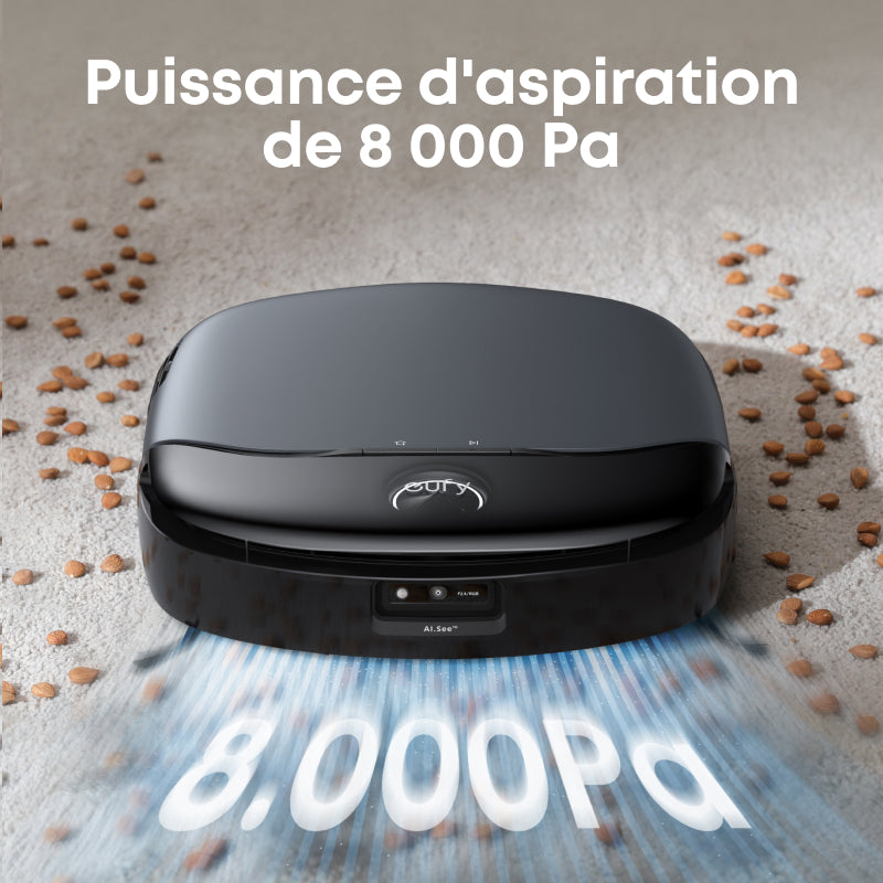 eufy Omni S1 – Robot aspirateur, système de lavage des sols révolutionnaire, Station UniClean 10-en-1 pour un nettoyage sans tracas, aspiration puissante de 8 000 Pa, nettoyage précis des bords aux coins