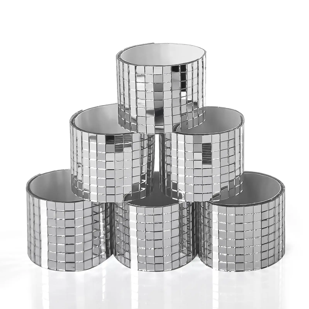 Art3d Carreaux de mosaïque en verre miroir carrés autocollants, Argent, 6 rouleaux (2364 pièces), pour loisirs créatifs, Décoration murale, Cadres de miroir et Accessoires de scène