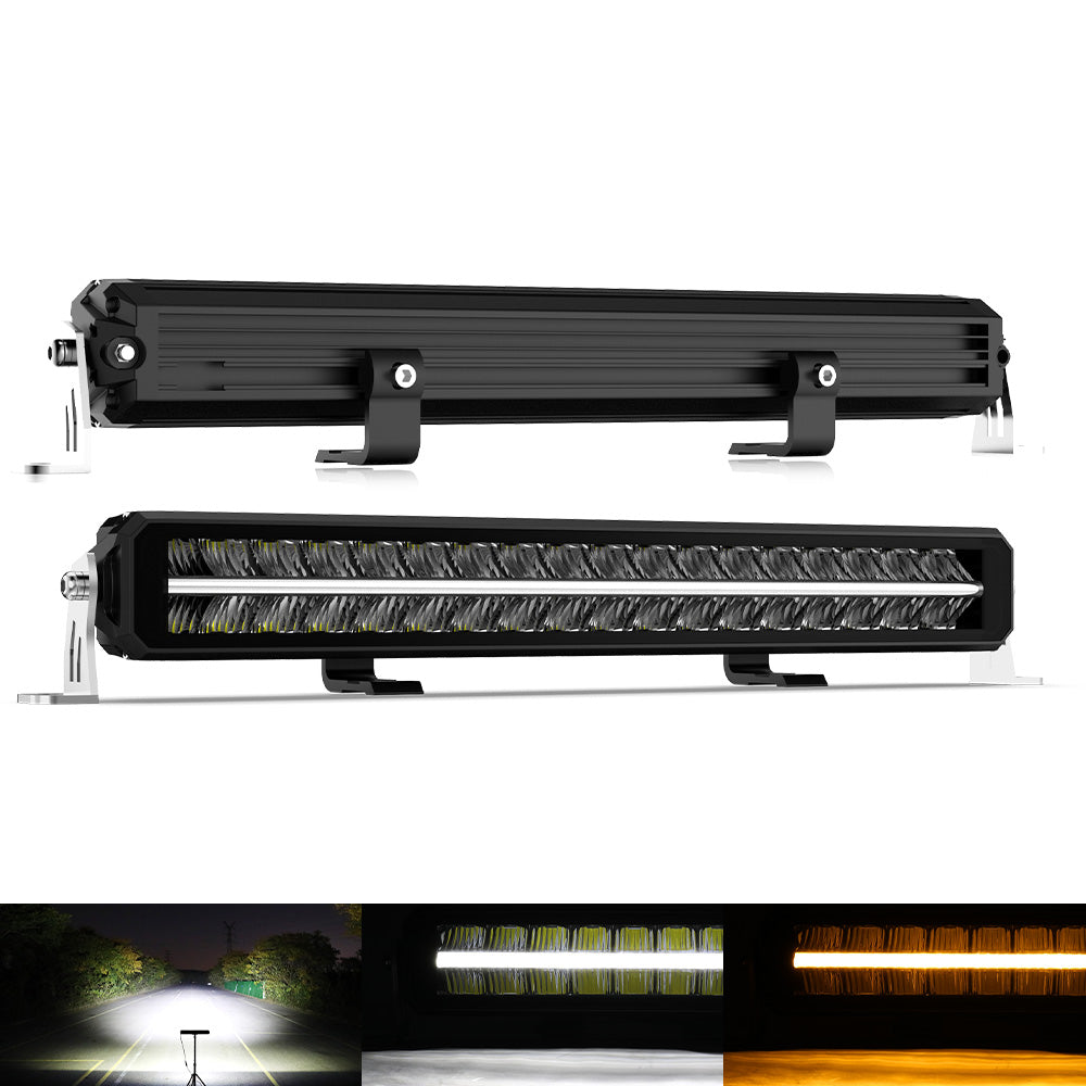 CO LIGHT Barre lumineuse LED double rangée 52 pouces, éclairage de travail anti-reflet, blanc et ambré, DRL avec supports latéraux et inférieurs, pour SUV et VTT