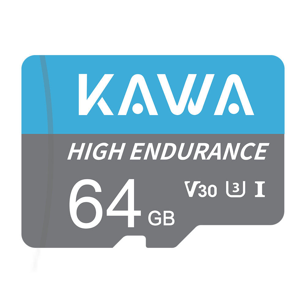 KAWA Carte Micro SD 64 Go, Carte de surveillance vidéo haute endurance, Carte mémoire flash microSDXC, A1, U3, Classe 10, V30, Carte TF haute vitesse pour Dashcam, caméra de sécurité