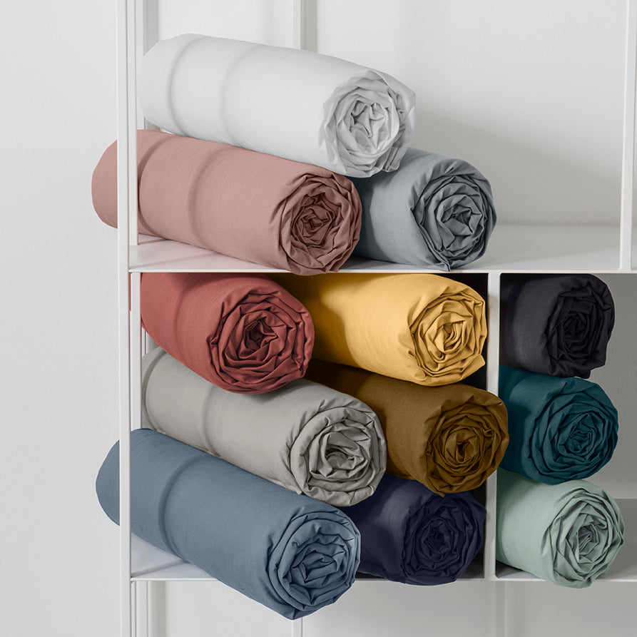 TODAY Essential Drap-housse en coton paon - 140 x 190 cm, profondeur 23 cm