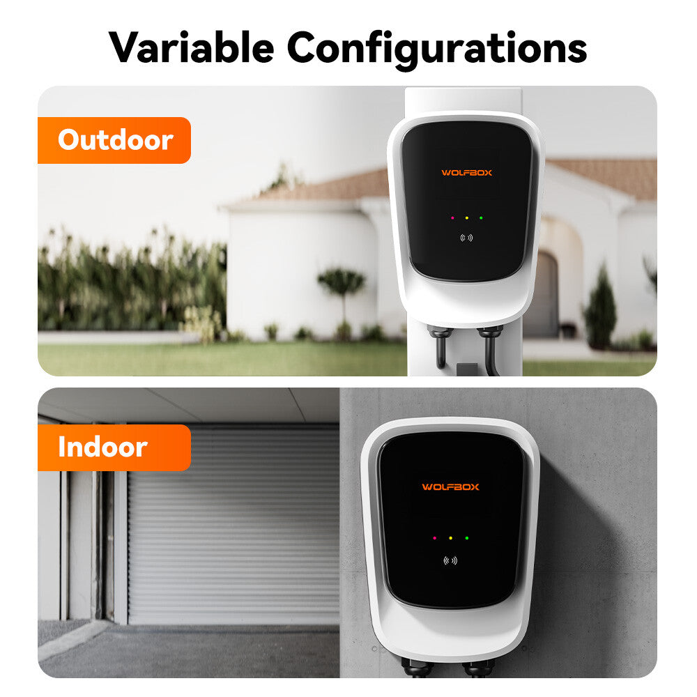 WOLFBOX AE07 Station de charge Type 2 7 kW 32 A monophasé Wallbox avec contrôle via application et carte RFID