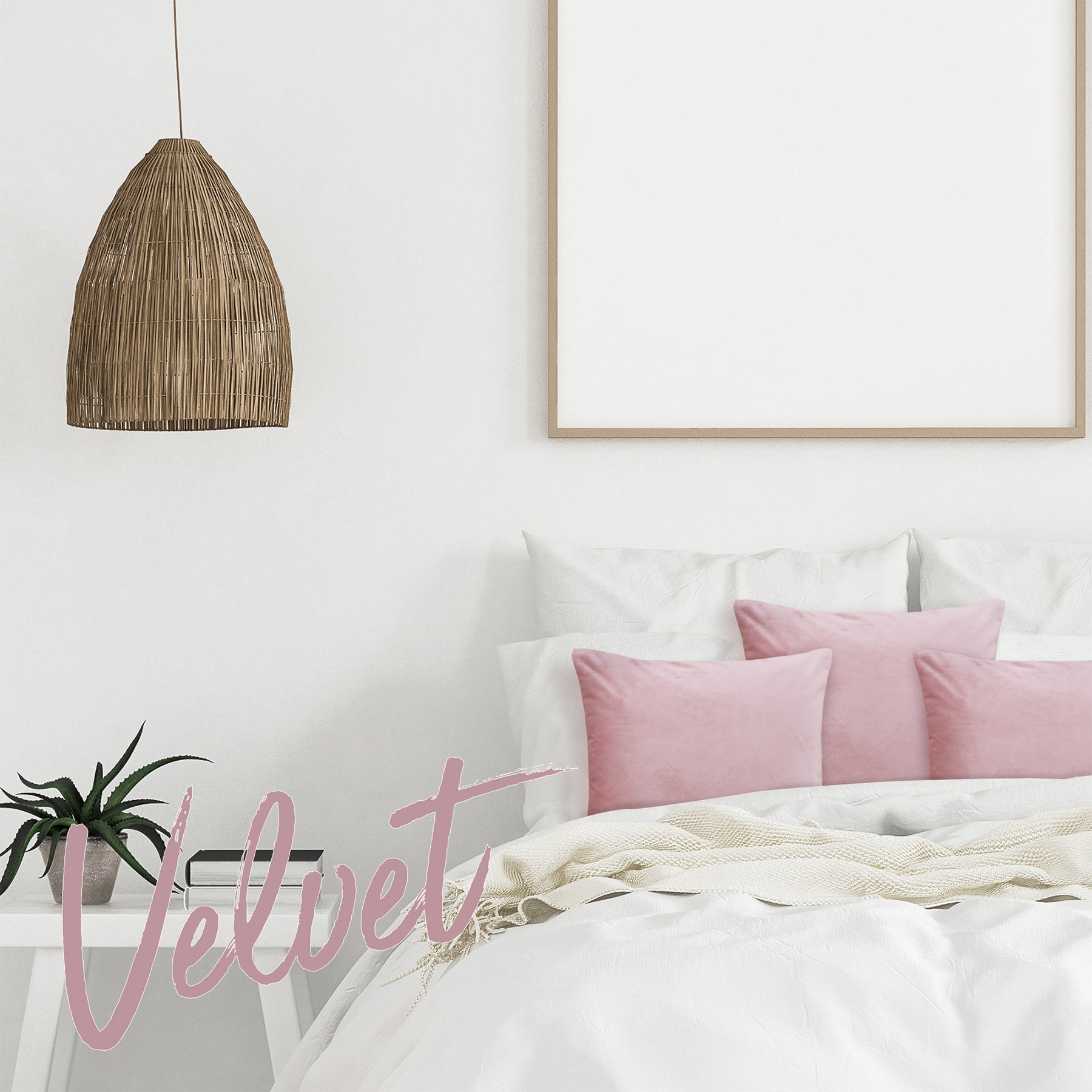 Deconovo Housse de coussin en velours néerlandais, coloris rose, 45 x 45 cm, 1 pièce