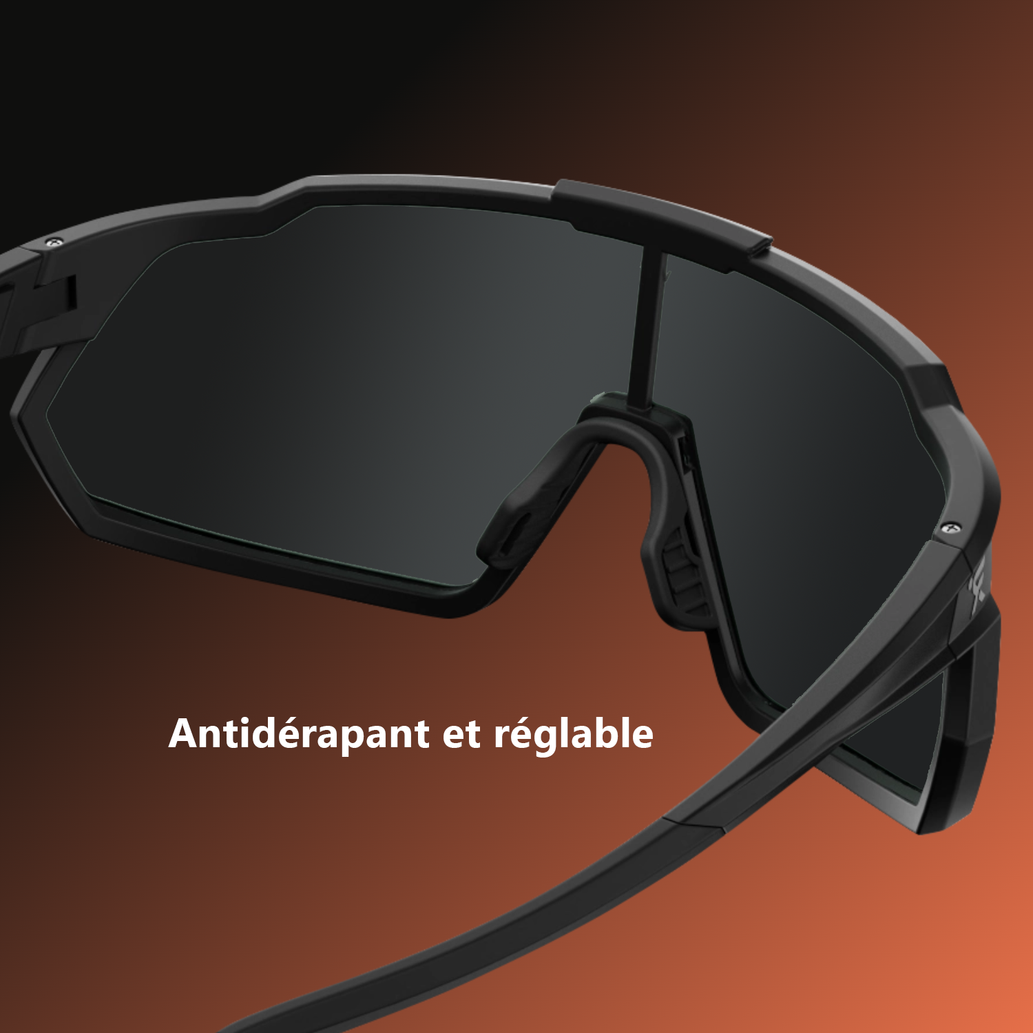 Revoray Y1 Lunettes de soleil de cyclisme avec verres polarisés TAC haute définition, monture TR90 ultra-légère 33g, protection UV 400, revêtement hydrophobe et oléophobe - Noir