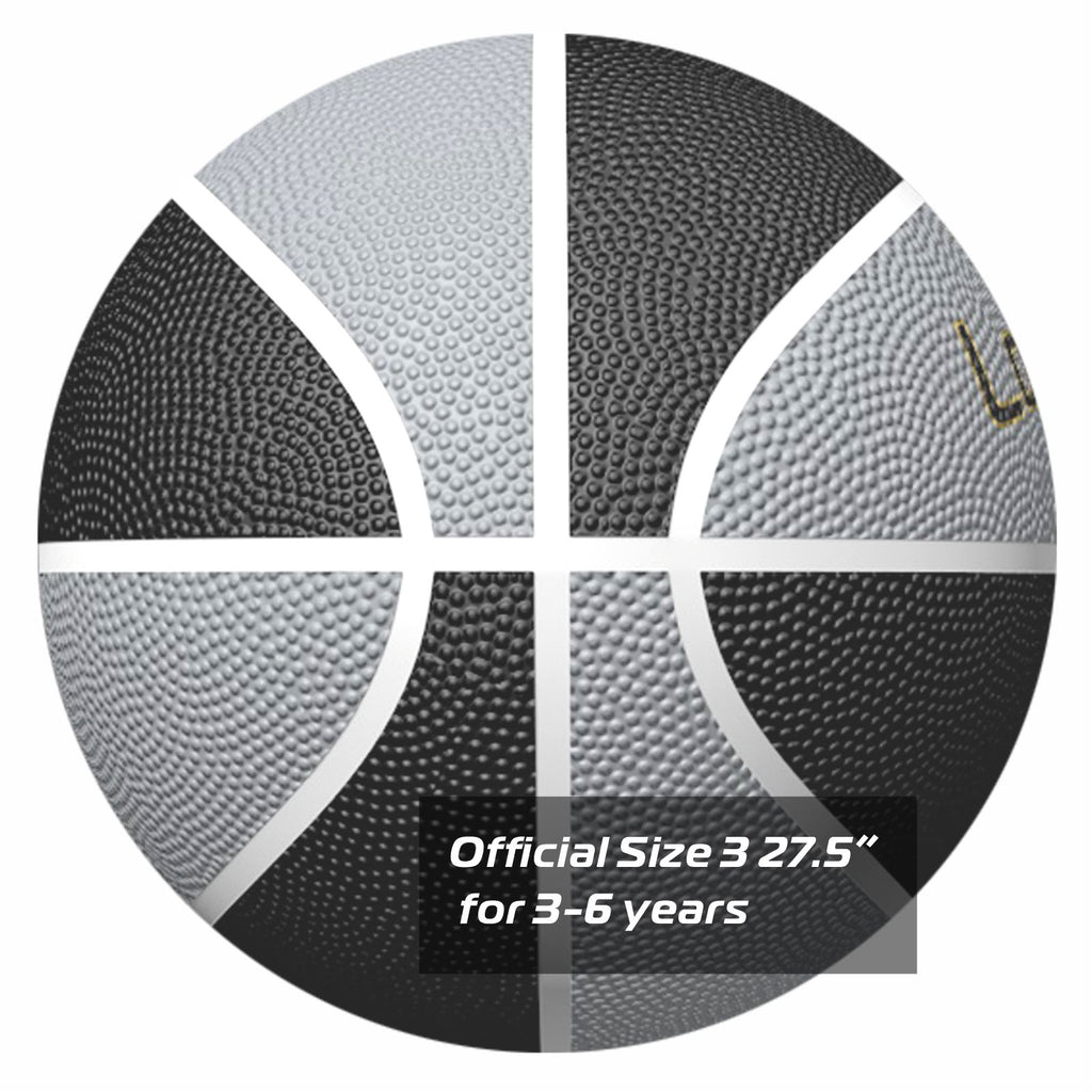 LONGSAIL Ballon de basket-ball en caoutchouc de haute qualité 22 po Taille 3 Noir/Gris