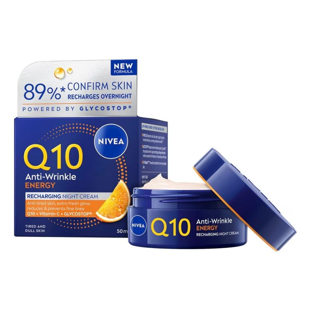 NIVEA Q10 Énergie - Crème de nuit anti-rides pour peau fatiguée et terne - 50 ml