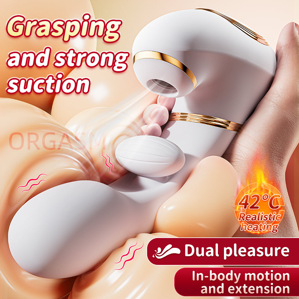 AAV Vibromasseur Va-et-Vient 4-en-1 pour Femme, 23,4 cm, 1 Pièce, Violet, avec 9 Modes Poussée, Succion, Vibration & Chauffage, IPX6 Étanche, Silencieux & Rechargeable