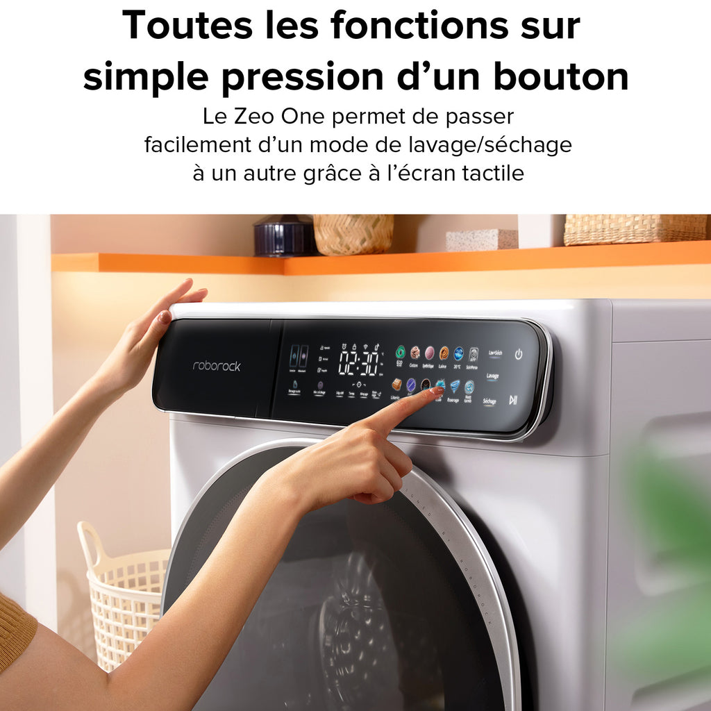 Roborock Zeo One Lave-Linge séchant avec technologie Zeo-cycle, algorithme RR Seafarer, système LintClear et dosage automatique, blanc - 10 kg/6 kg