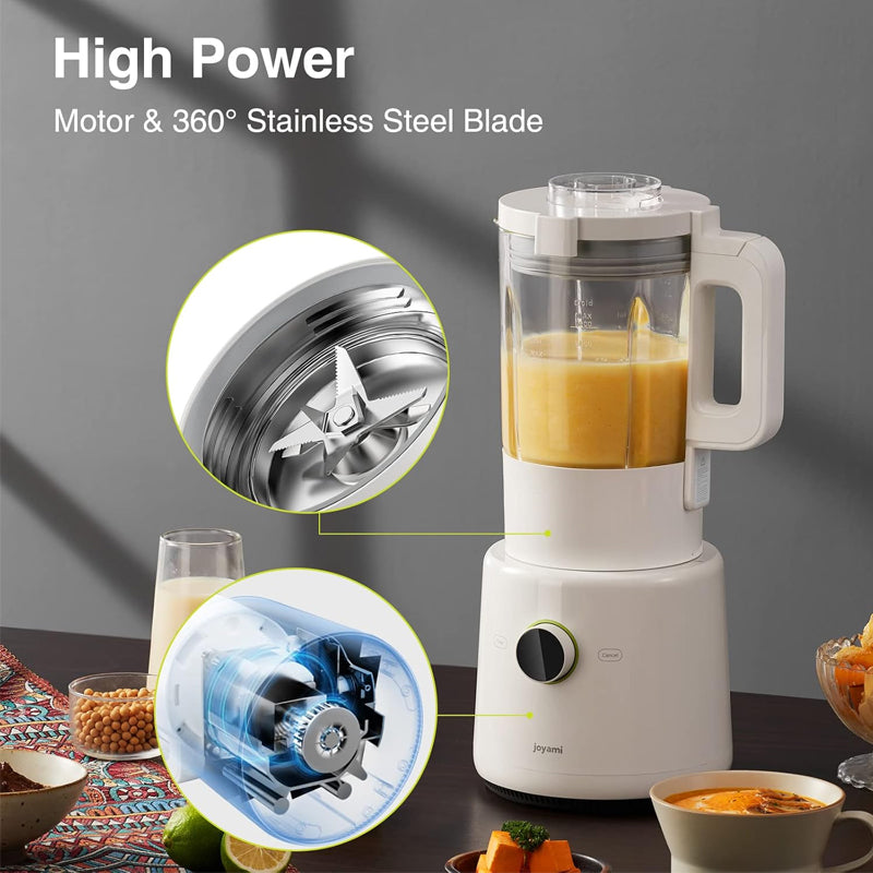 joyami Blender de comptoir intelligent, Bol en verre de 1,6 L, Contrôle par application multifonction, Connectivité Wi-Fi, Chaud et froid, Autonettoyant