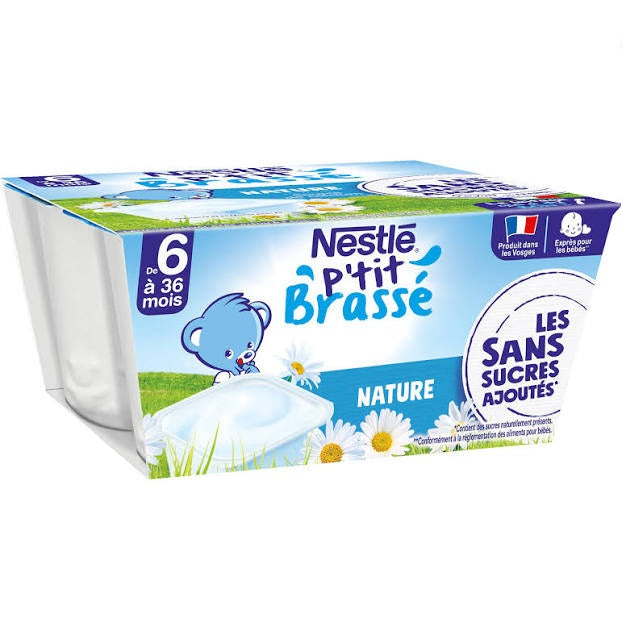 NESTLE P'tit brassé nature dès 6 mois coupelles 4x90g 360g