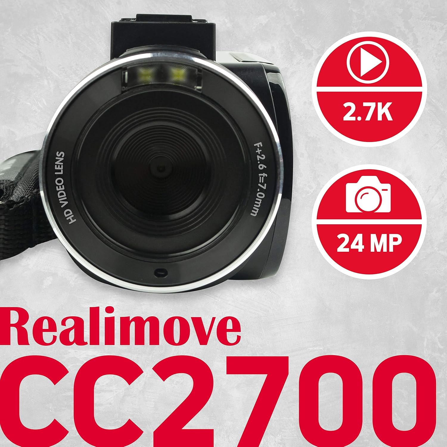 AgfaPhoto Realimove CC2700 Caméscope numérique haute définition 2,7K - Noir