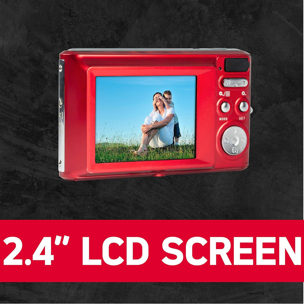 AgfaPhoto Appareil photo numérique compact 21 MP, zoom numérique 8x, Rouge