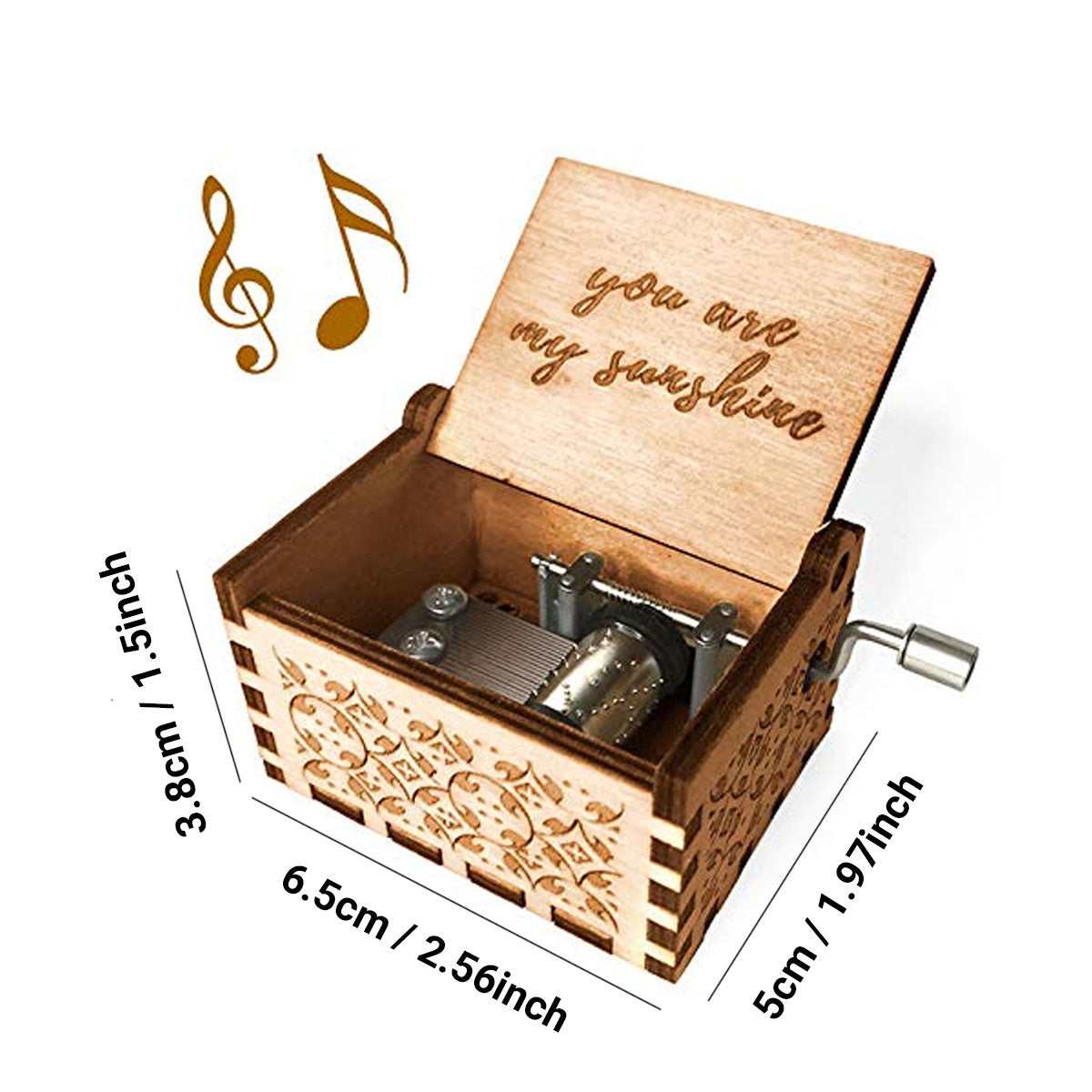 Alphynix Boîte à musique "You Are My Sunshine" en bois