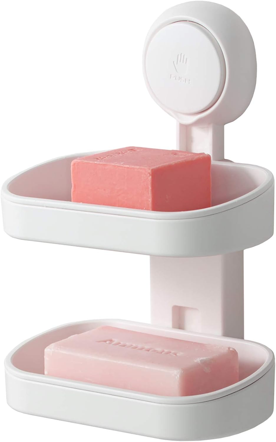 TAILI Porte-savon à ventouse double couche, support à éponge robuste pour douche, salle de bain, baignoire et évier de cuisine, sans perçage, amovible