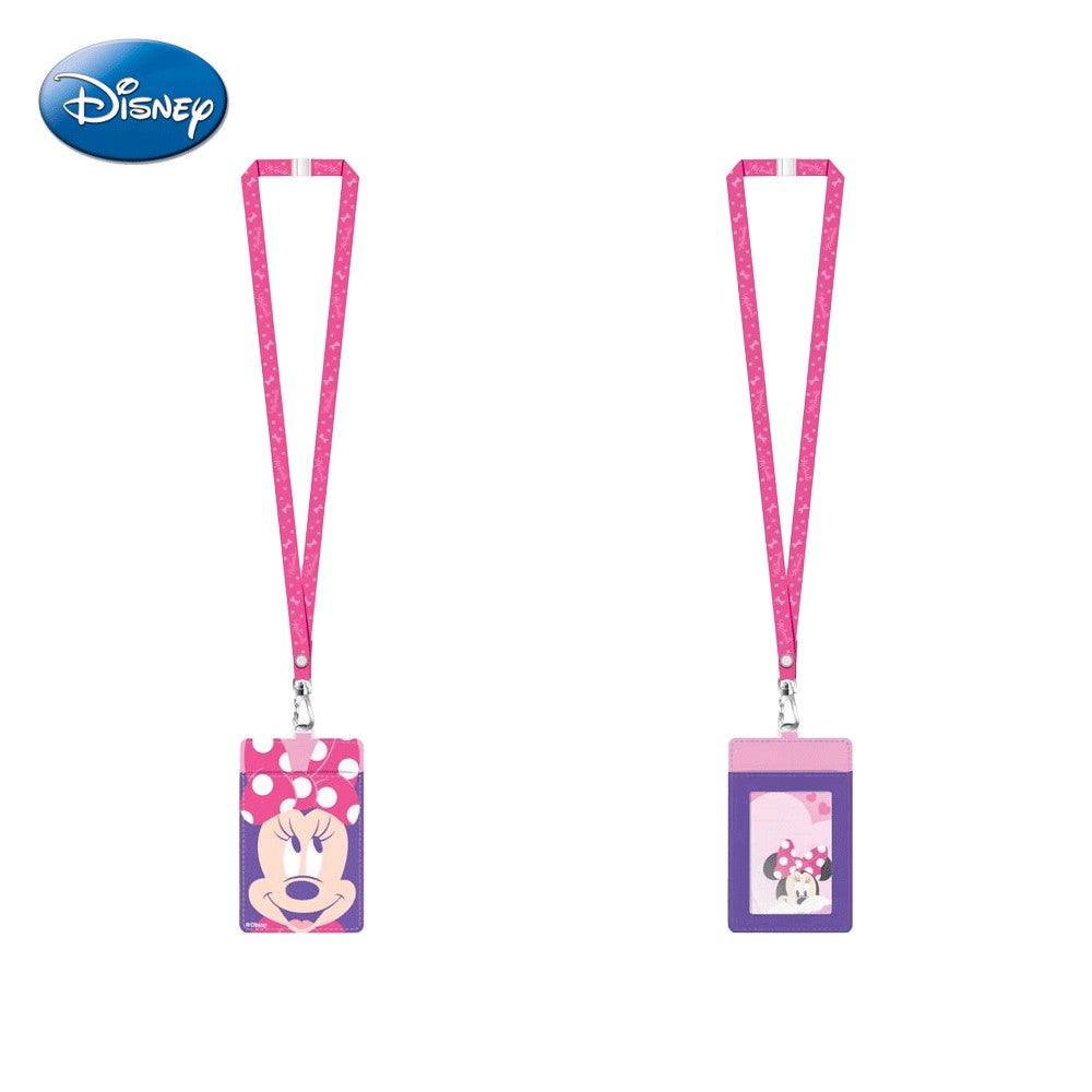 DISNEY 1 pièce Porte-carte tour de cou Minnie Mouse, sous licence officielle, Joli motif à pois, Thème Bonjour, Produit dérivé de films et dessins animés