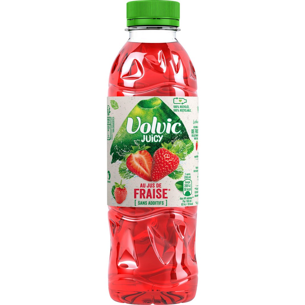 VOLVIC JUICY Eau aromatisée à la fraise - Pack de 12x50cl
