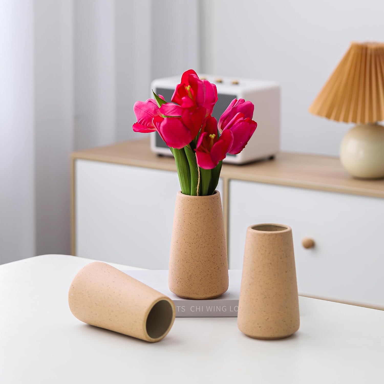 Yuejia Vase en céramique rustique marron - 15 cm
