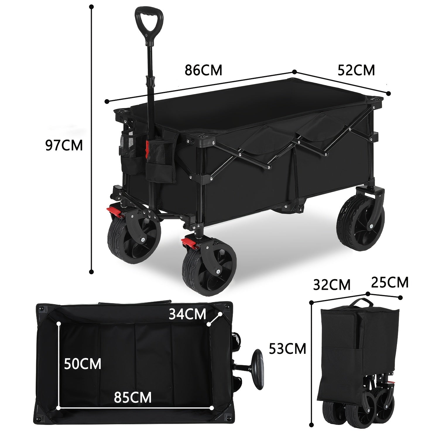 Sekey Chariot de transport pliable et repliable 330 lb Grande capacité