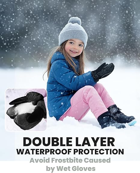 OutdoorMaster Moufles de ski pour enfants noir - Taille L