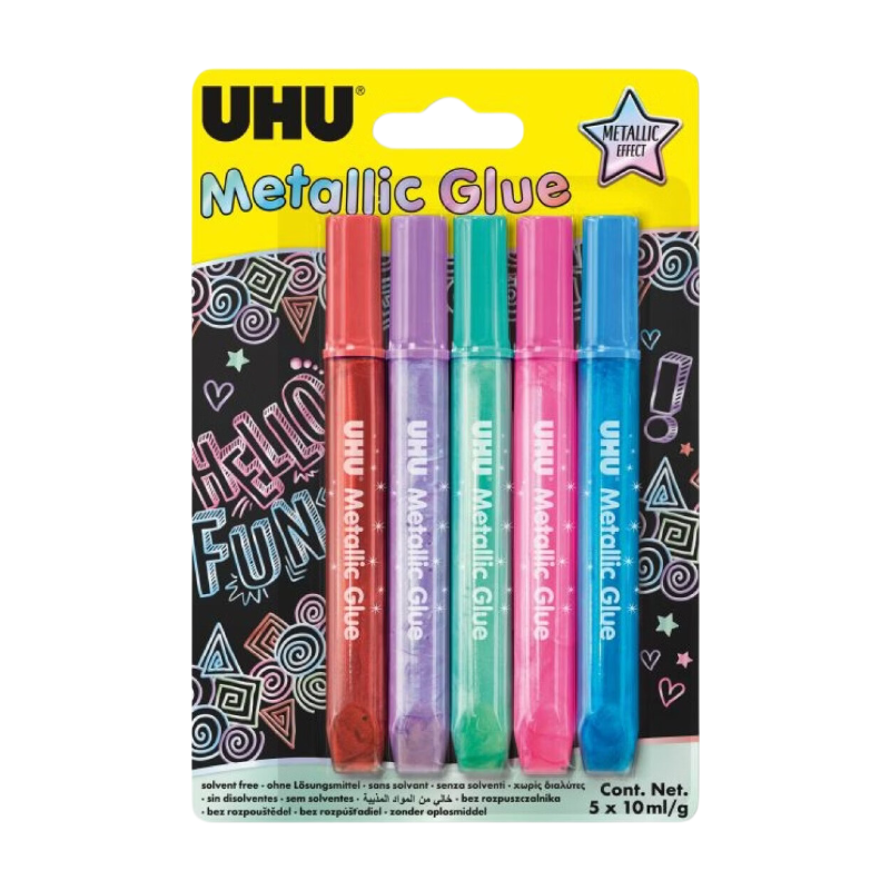 UHU GLITTER GLUE Metallic 5x10ml