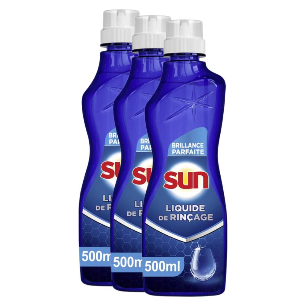 Sun Perfect Shine Liquide de Rinçage Lave-Vaisselle, Anti-Calcaire, 3 x 500 ml (= 1,5 L)
