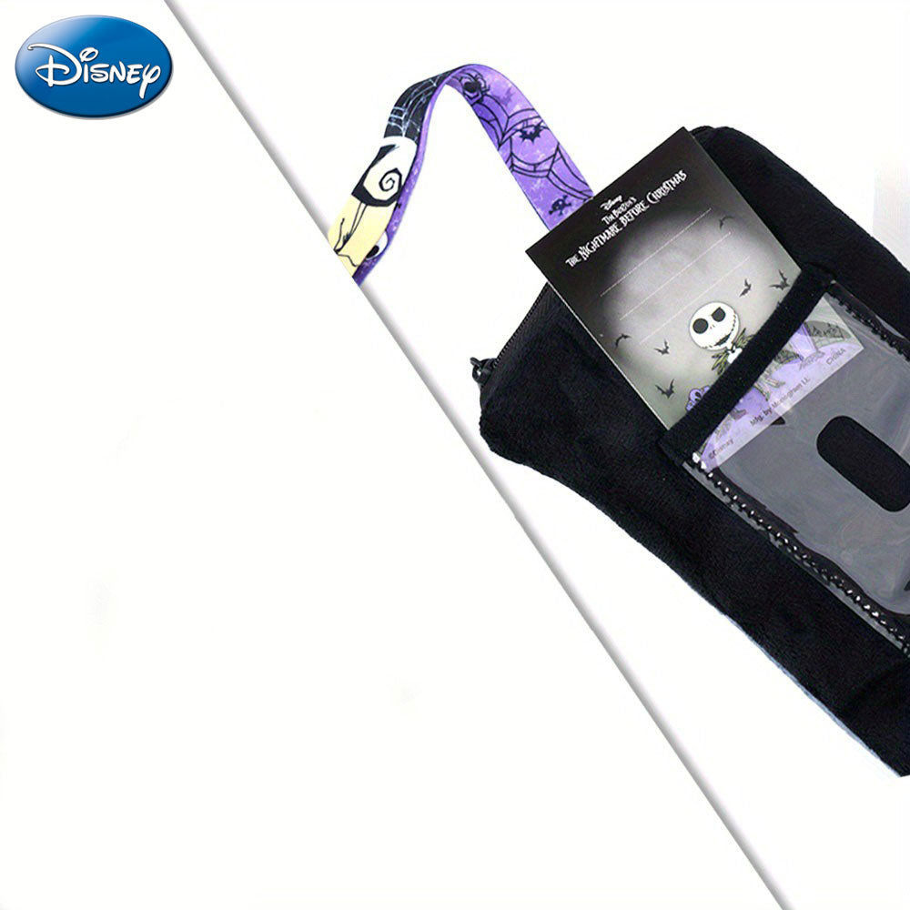 DISNEY 1 pièce Porte-cartes Jack Skellington en peluche L'étrange Noël de Monsieur Jack avec tour de cou, sous licence officielle, Accessoires de cosplay Ville d'Halloween