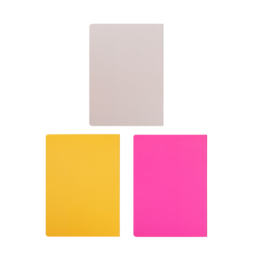 Jubiluu Lot de 3 carnets cousus A5 à couverture souple, 50 feuilles papier offset 80 g, journal ligné crème classique pour école, bureau, tenue de journal ou prise de notes quotidienne, Pastel vif