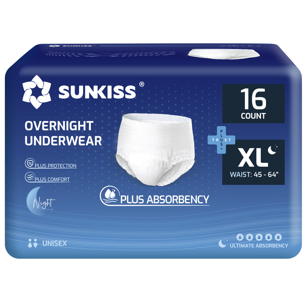 SUNKISS TrustPlus Sous-vêtements jetables pour incontinence pour hommes et femmes, culottes absorbantes adultes, absorption élevée, protection antifuites, contrôle des odeurs, Très grande taille nuit, 16 unités