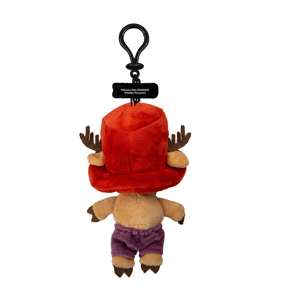 One Piece Porte-clés en peluche Tony Tony Chopper Mini Figurine Charms de sac avec étiquette logo Antilope Chapeau à cerf Tiroir à fermeture éclair Accessoires de collection d'anime