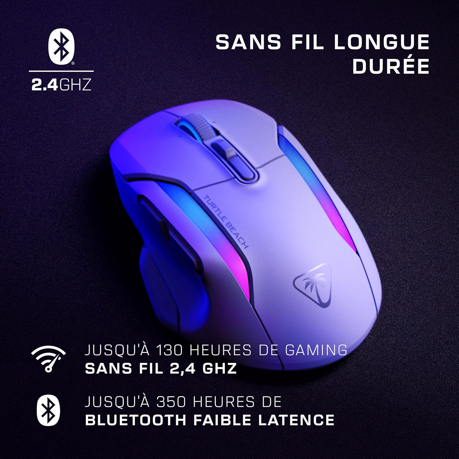 TURTLE BEACH Souris Gaming Sans Fil Kone II Air 2.4GHz & Bluetooth - 26000 DPI, 21 Boutons - Blanc