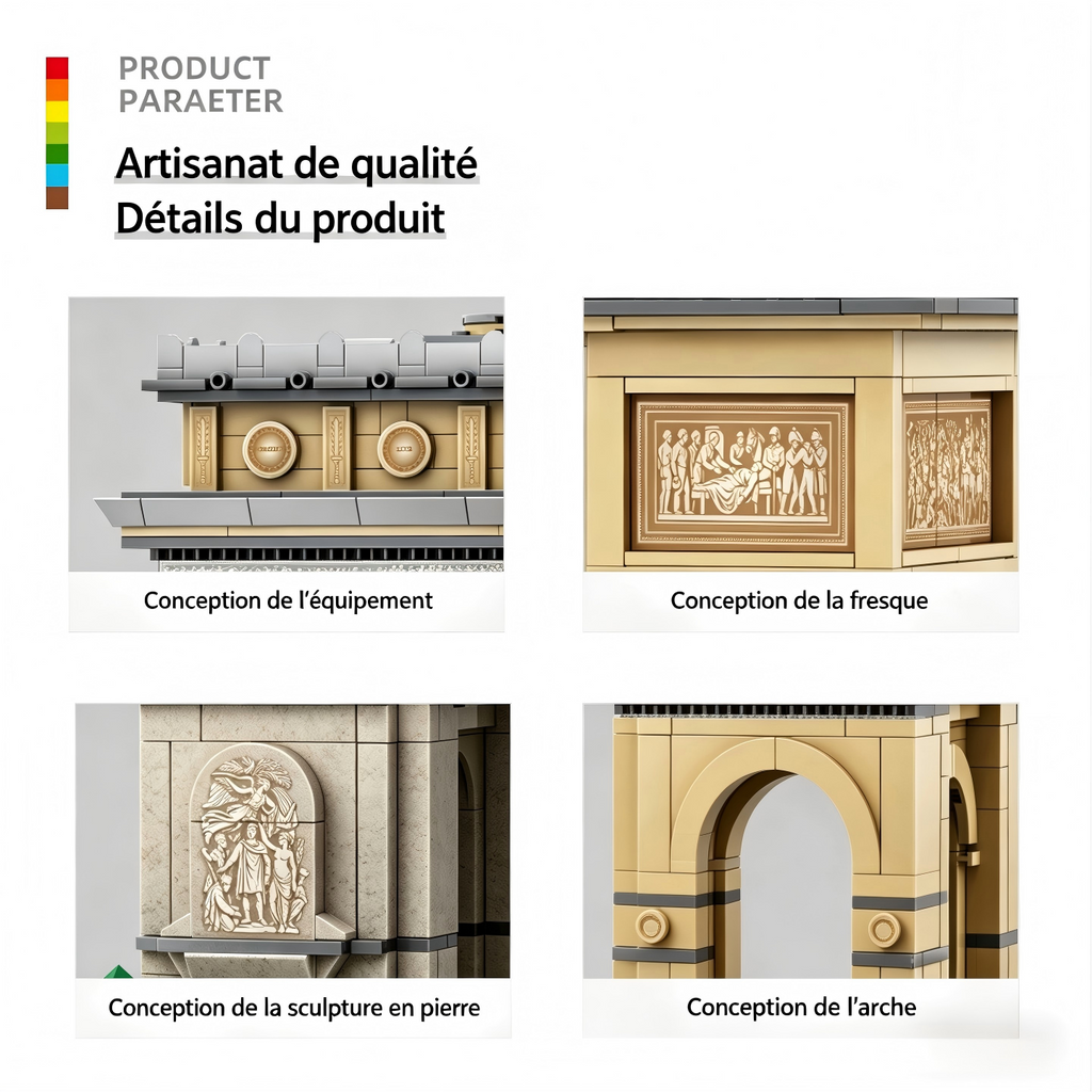 WANGE Arc de Triomphe-Paris, France 1377 Pièces Ensemble de Blocs de Construction pour Bâtisseurs Amateurs