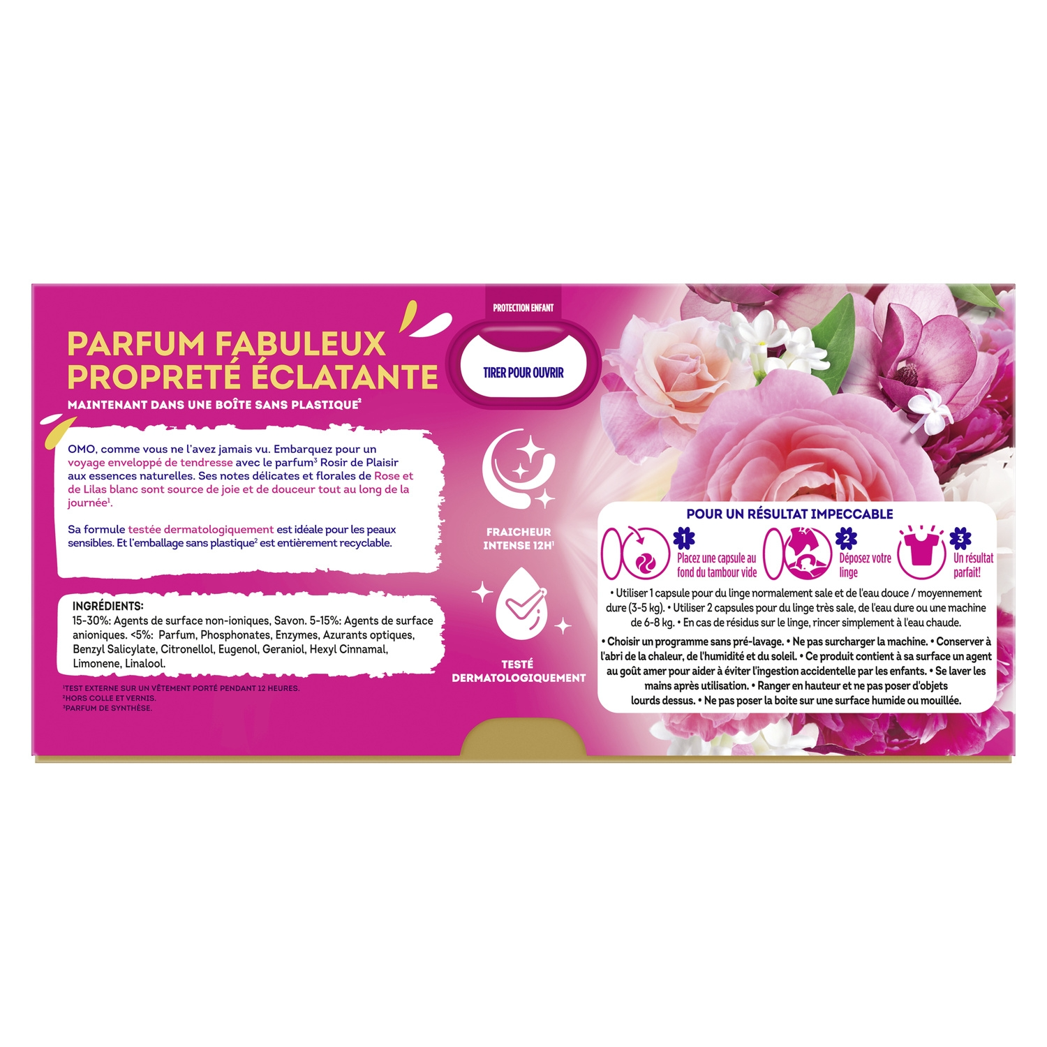 OMO Capsules de lessive 3 en 1 dissolution rapide Rose et Lilas Blanc 29 capsules (29 lavages)