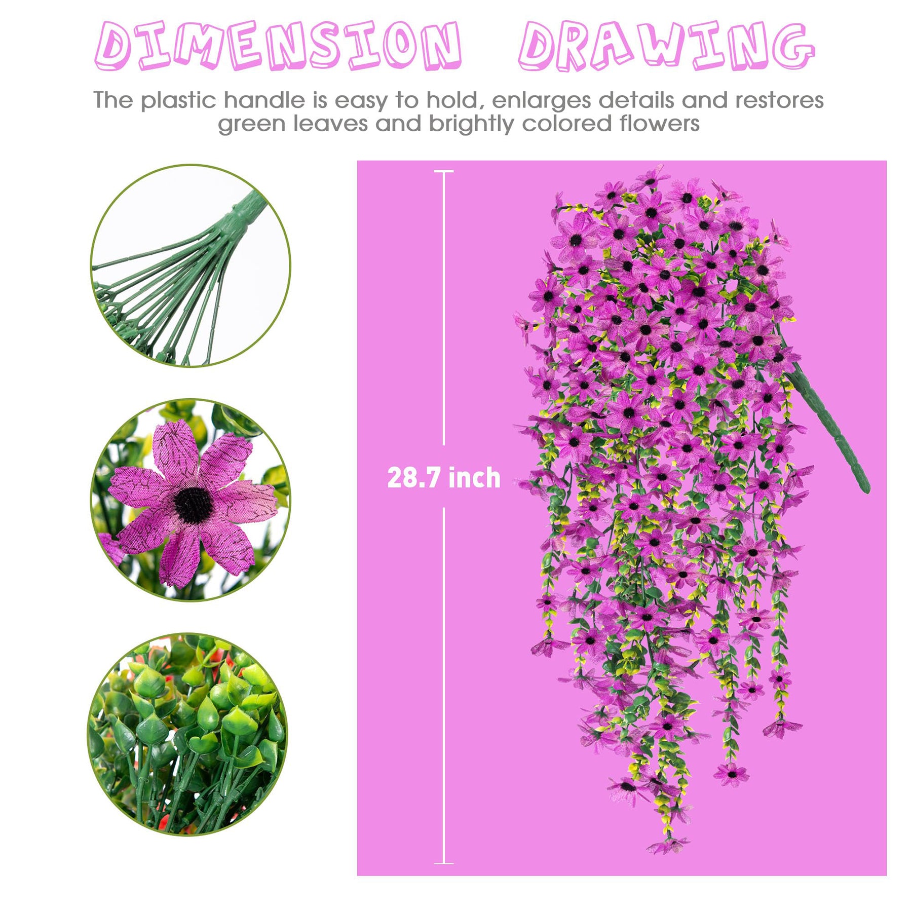 4 Pièces 28,7 in / 72,8 cm Fleurs Artificielles Suspendues pour Extérieur Décoration de Faux Plantes