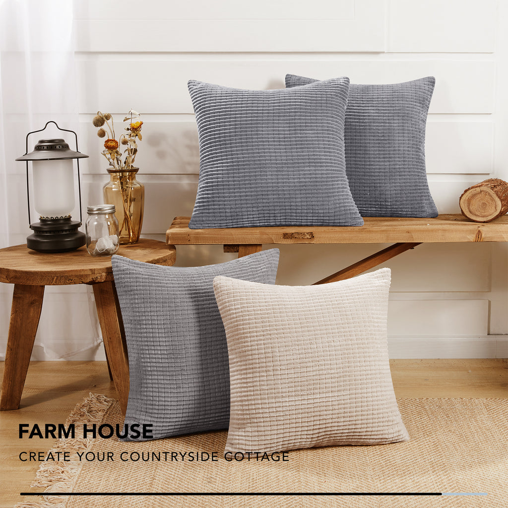 Deconovo Housse en velours pour coussin - Gris clair - 45 x 45 cm - 1 pièce