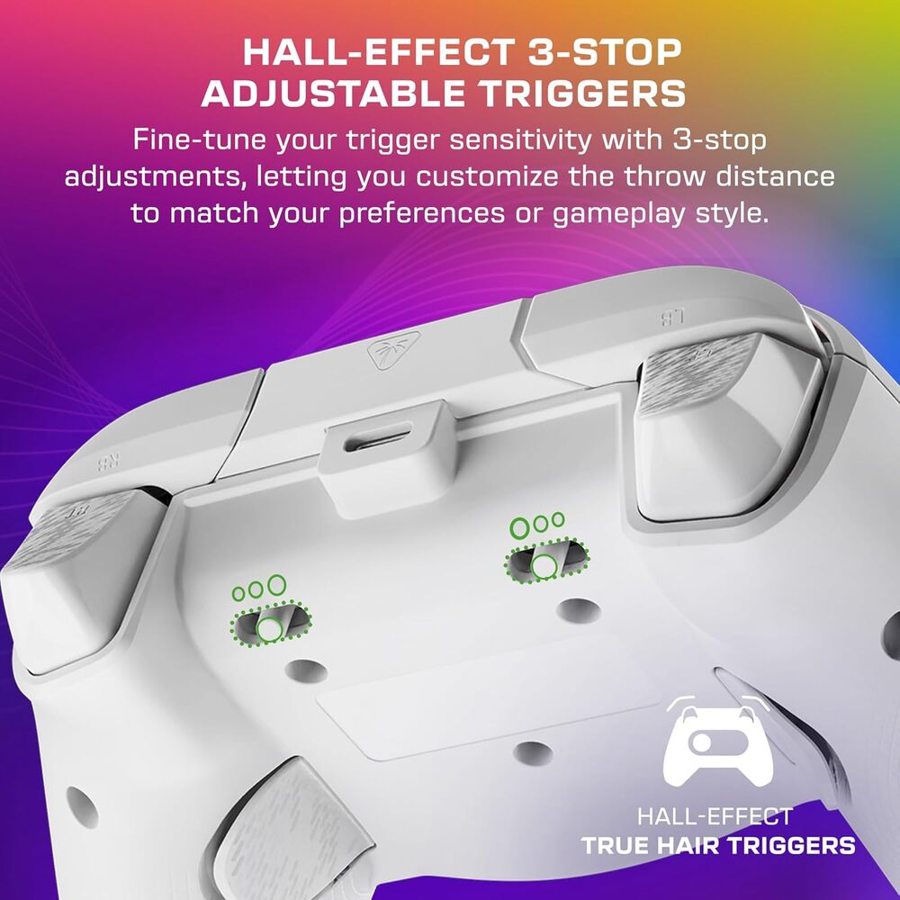 Turtle Beach Afterglow Wave Manette filaire Câble USB Éclairage RVB - Gâchettes à effet Hall & Boutons programmables - Xbox Series X|S, PC (Licence officielle Microsoft) - Blanc