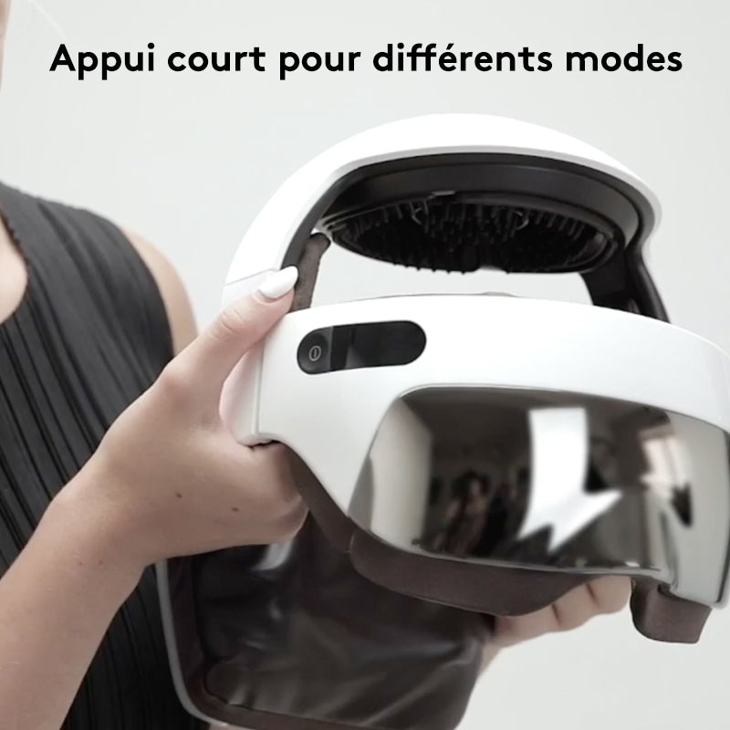 breo iDream5s appareil de massage intelligent pour la tête, massage chauffant par pétrissage et pression pour les yeux et le cou, casque de massage