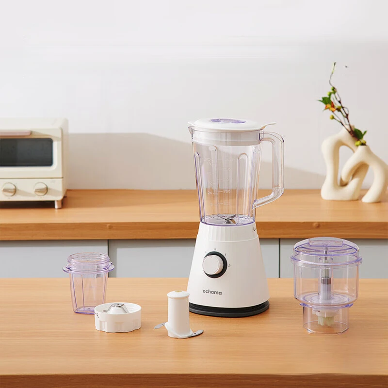 ochama Blender Multifonction 600W, 1,5L Mixeur Électrique Compact pour la Maison, 3 Vitesses, Smoothie, Glace Pilée, Hachoir à Viande, Moulin à Épices, Nourriture Bébé, Jus, Facile à Nettoyer