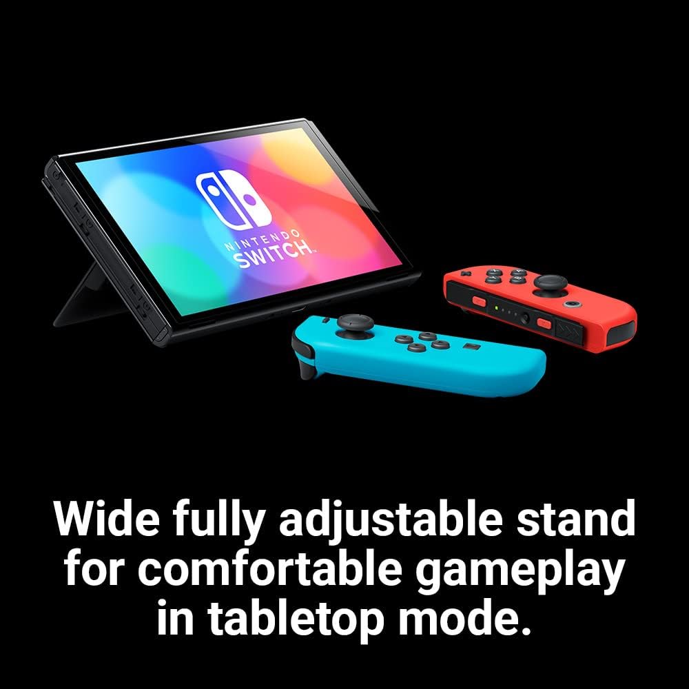 Nintendo Switch (modèle OLED) avec paire de Joy-Con bleu néon / rouge néon - Version EU