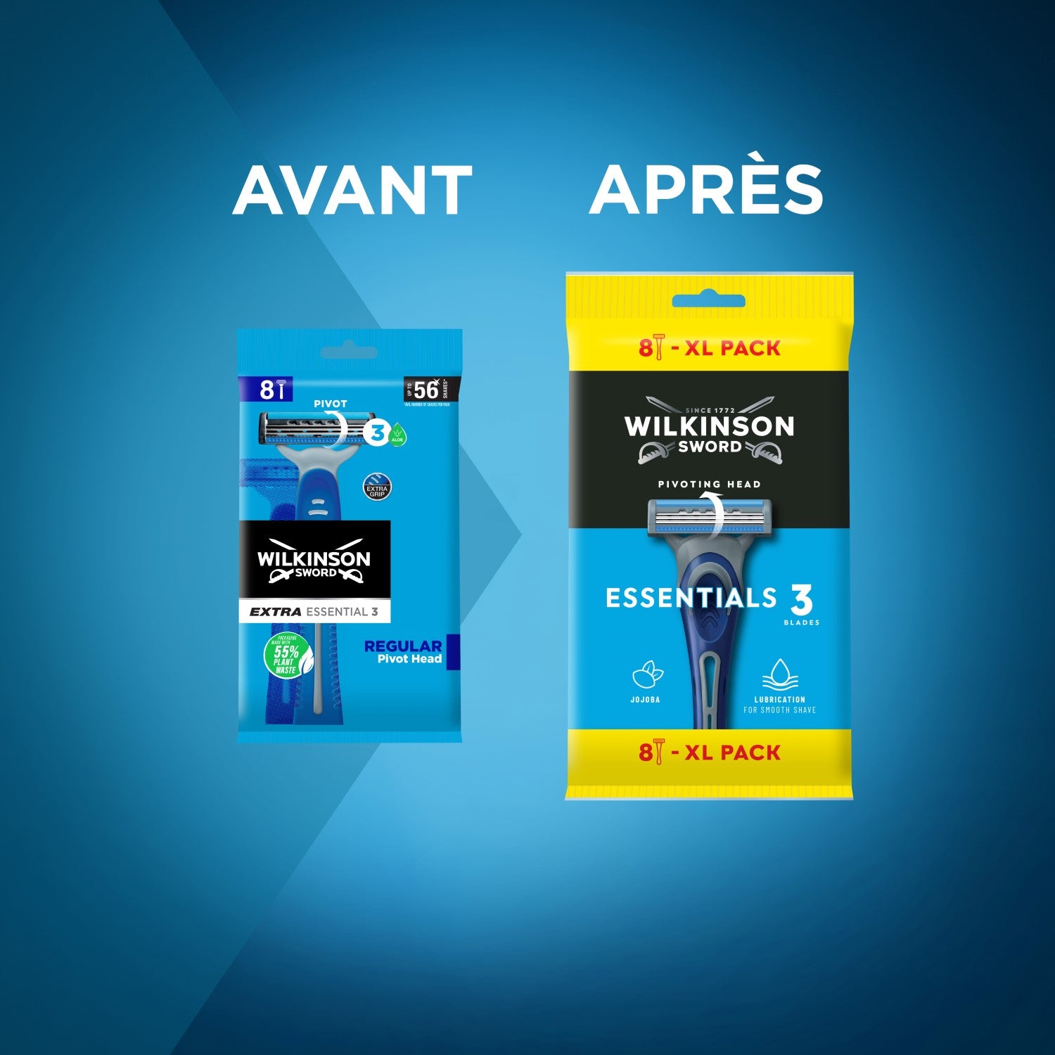 Wilkinson Sword Essential 3 - Rasoirs Jetables pour Homme - x8