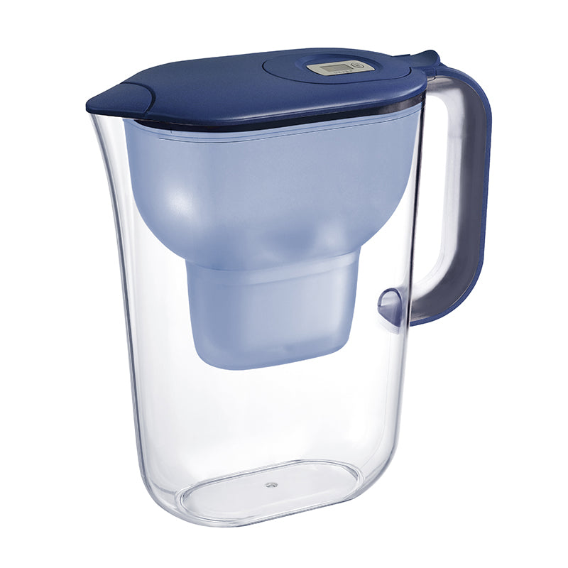 VIVREAL carafe filtrante 2.4 L, carafe de filtration d'eau avec minuterie électronique, élimine le chlore résiduel, le calcaire et les métaux lourds, compatible avec les filtres Brita