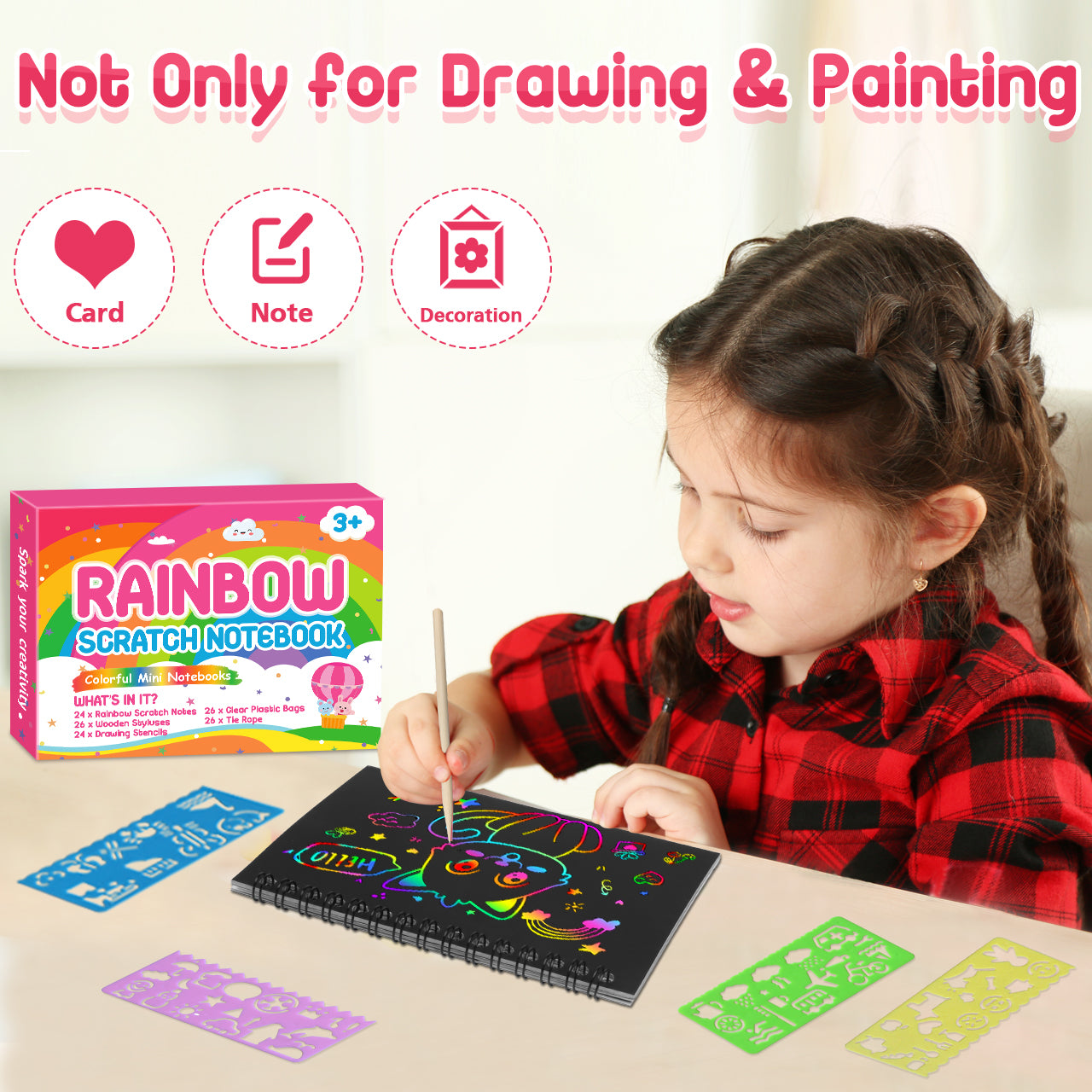 Rainbow Kit de carnets d'art par gommage Arc-en-ciel Lot de 24