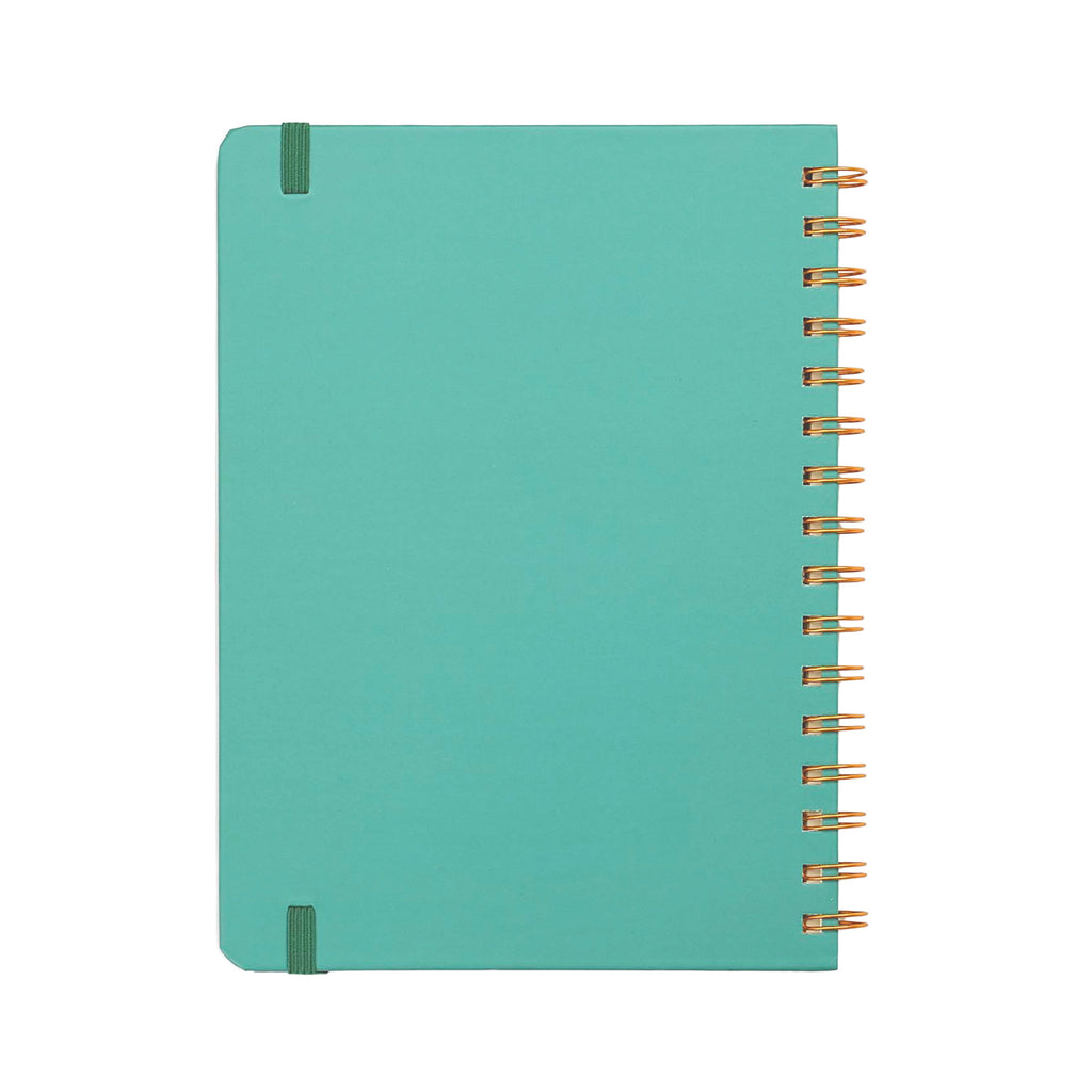 Jubiluu Carnet ligné A5 à spirales et couverture rigide - 96 feuilles (papier offset 100 g), avec élastique - Journal ligné crème classique pour écriture, école, bureau et cadeaux - Vert pin