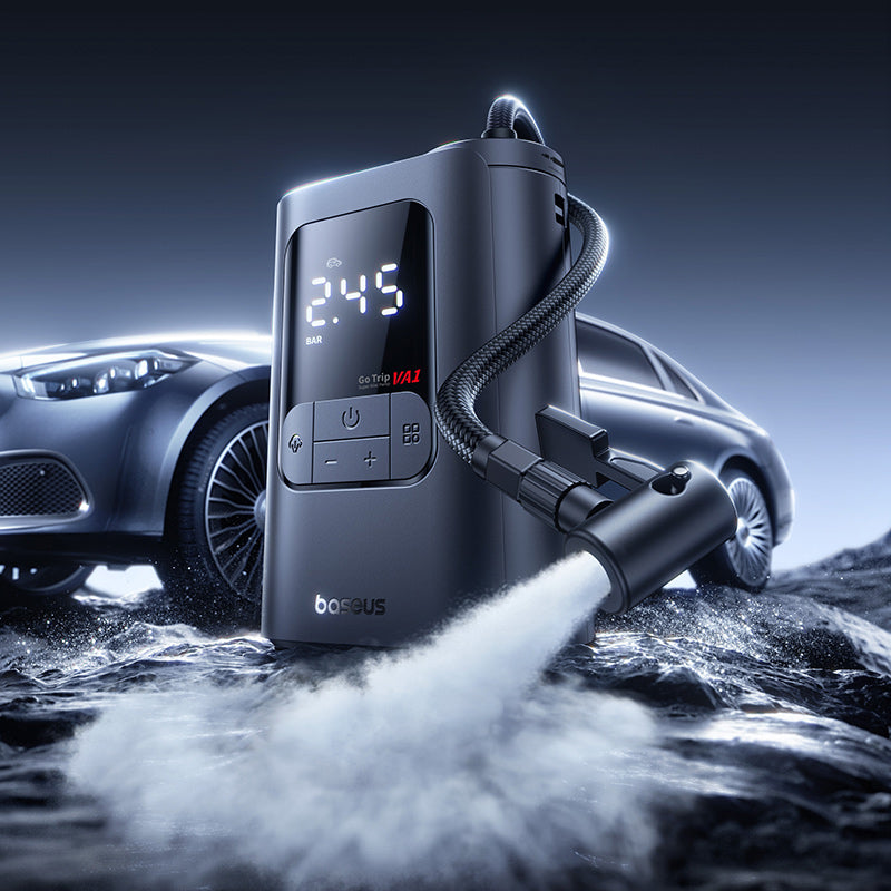Baseus GoTrip VA1 pompe à air filaire ultra-mini 22 cylindres noir cosmos (comprend : tuyau d'air x1, embouts x3, câble de charge voiture x1)