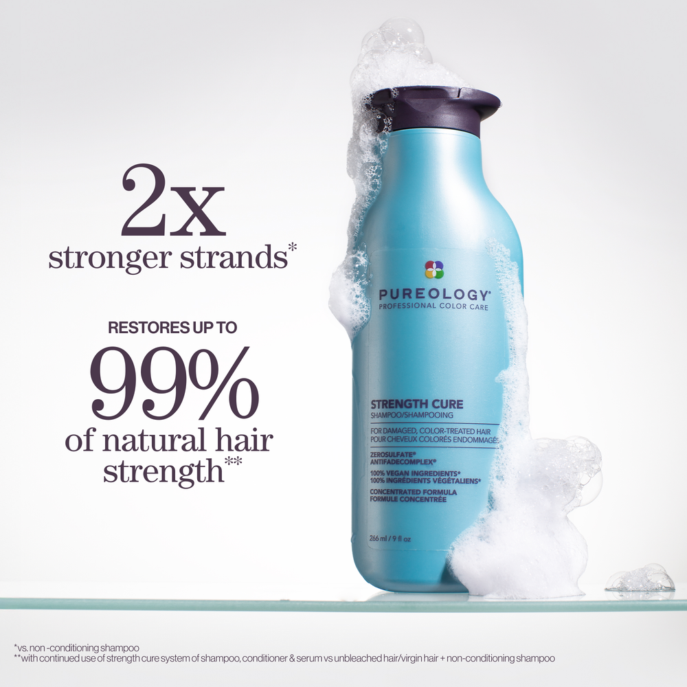 PUREOLOGY Strength Cure Shampooing fortifiant pour cheveux abîmés et colorés 50 ml
