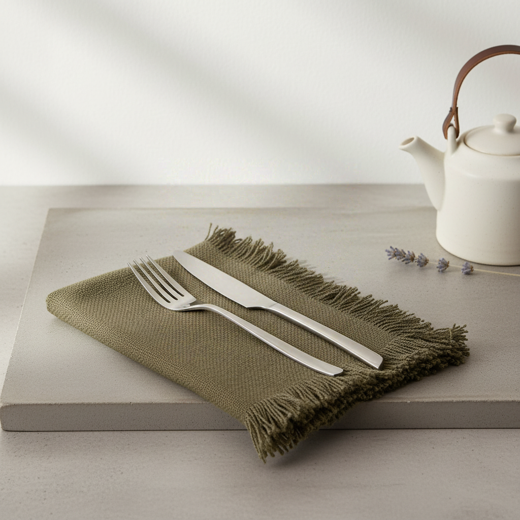 Atmosphera Maha Lot de 2 serviettes de table kaki - 40 x 40 cm